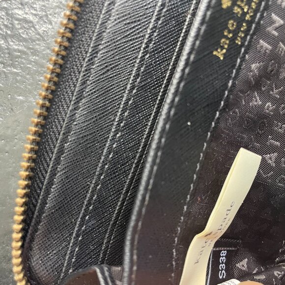 Kate Spade NY, Stacy Laurel Way Printed Check Wallet, Plaid Snap Black Cream - Picture 6 of 7